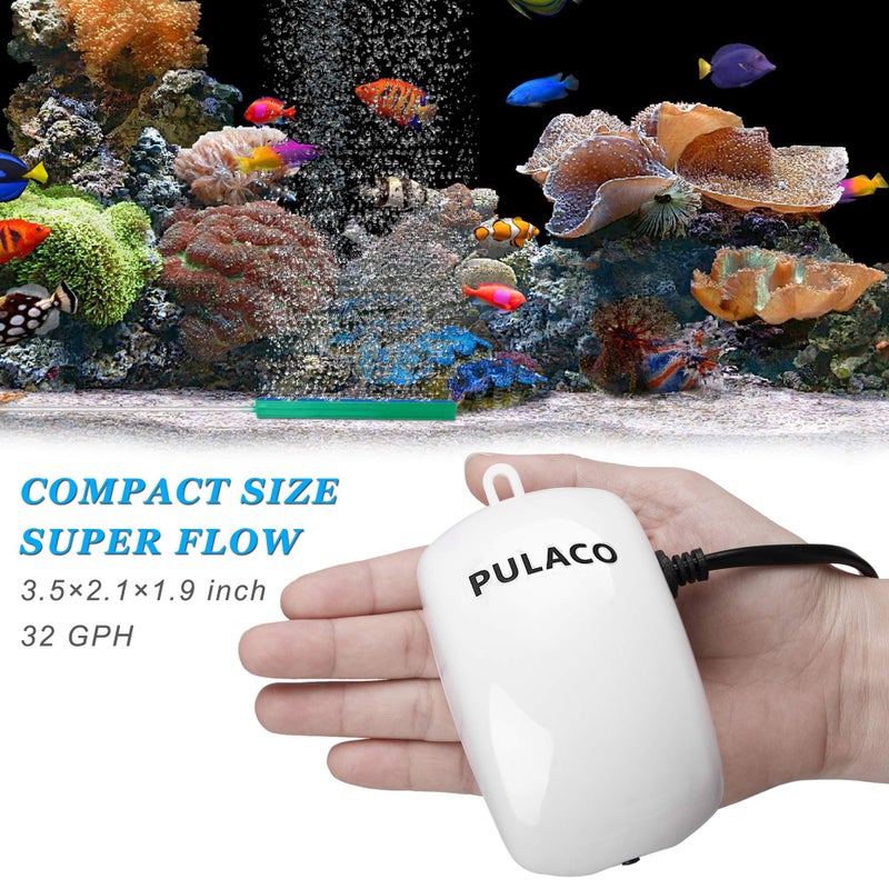 PULACO Ultra Quiet Mini Aquarium Fish Tank Air Pump for 1-20 Gallon Fish Bowl with Air Tube Air Bubbler Stone Check Valve - Image 4